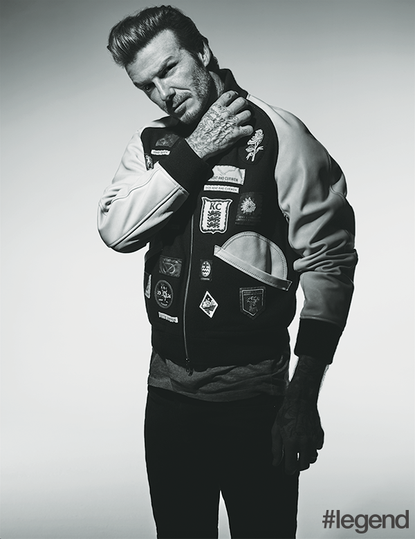 Bomber Jacket by Kent & Curwen, jeans by Saint Laurent, t-shirt by Balmain